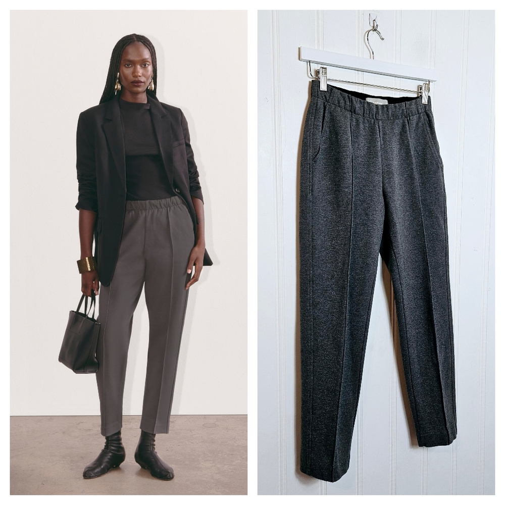 Everlane The Dream Pant Women's XS Gray Double Knit Pintuck Tapered Ankle Pants